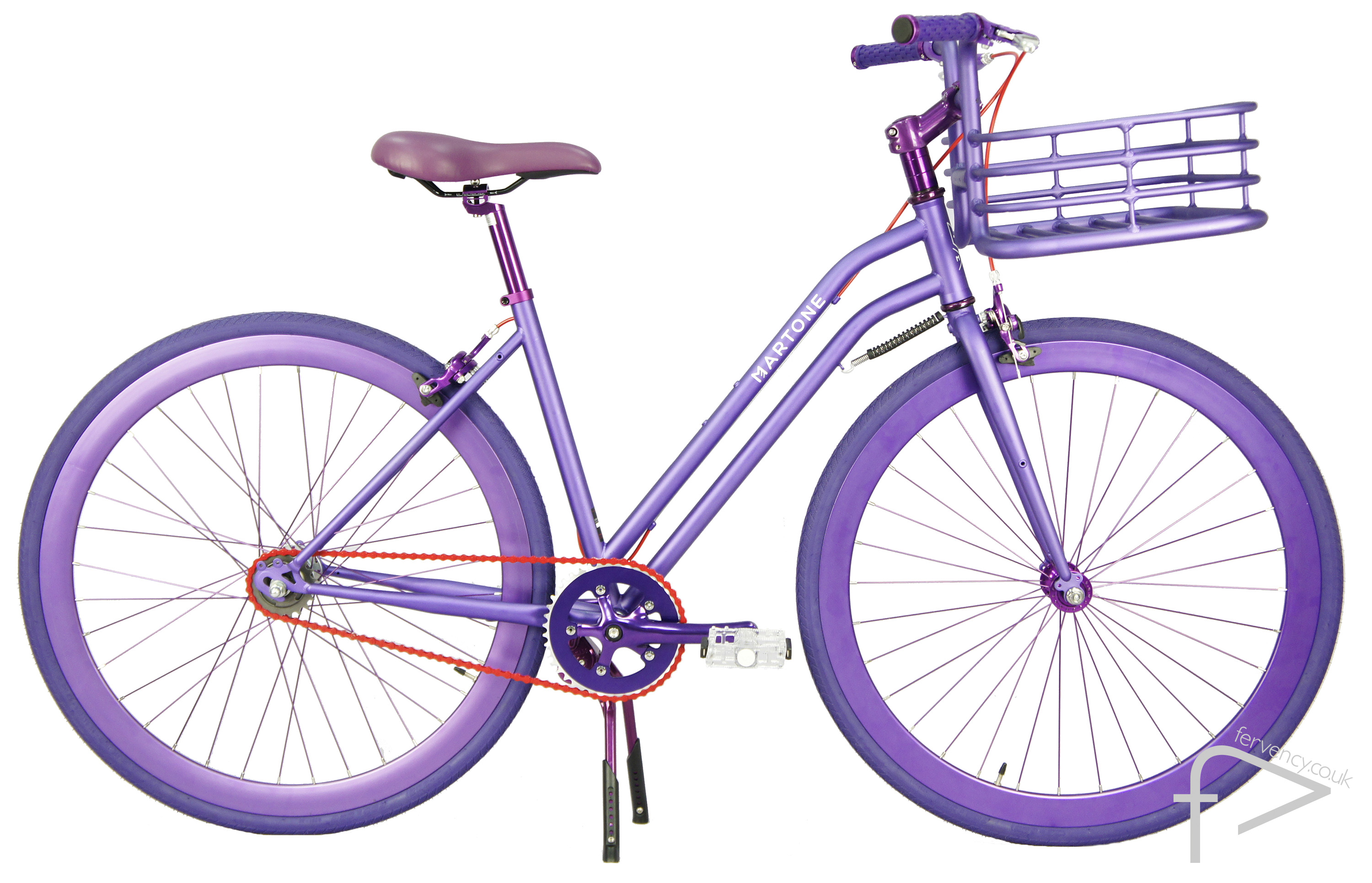 purple bicycle basket